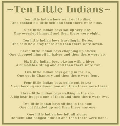 ten little indians lyrics|10 little indians poem agatha christie.